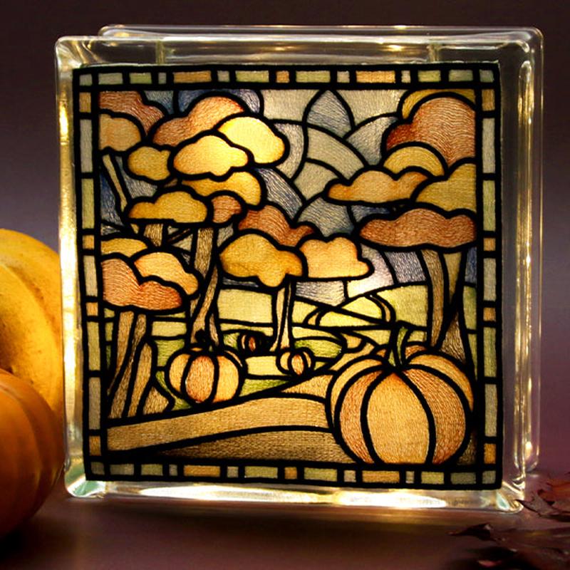 Four Seasons Stained Glass Square - Fall