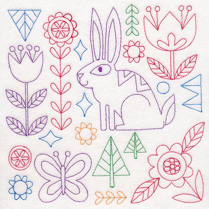 Folk Art Animal Square - Bunny (Vintage)