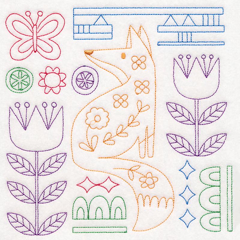 Folk Art Animal Square - Fox (Vintage)