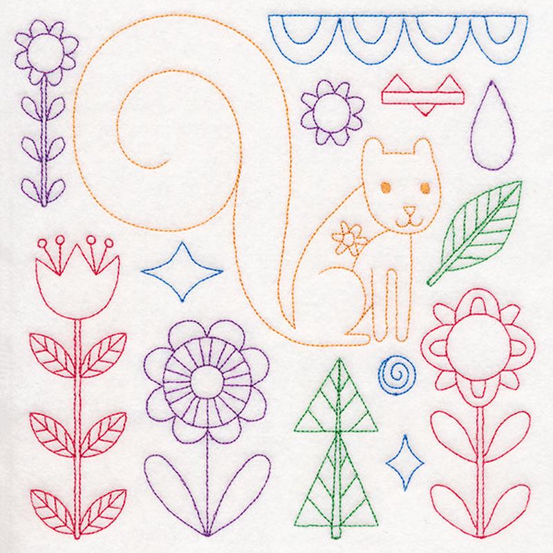 Folk Art Animal Square - Squirrel (Vintage)