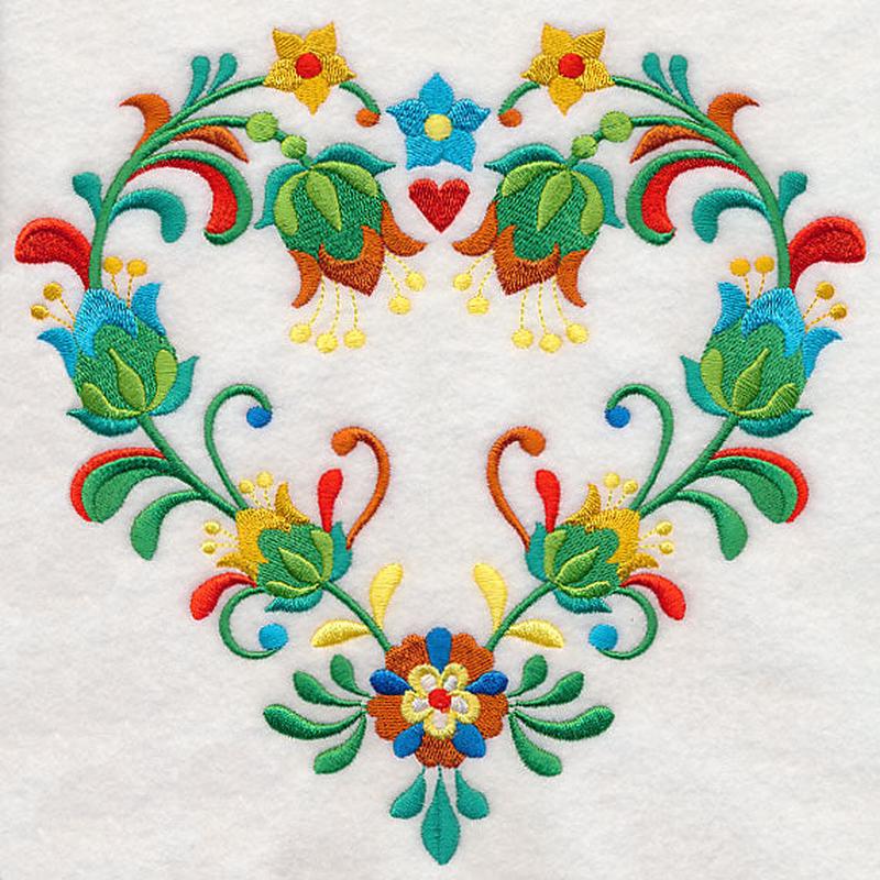 Folk Art Heart of Flowers