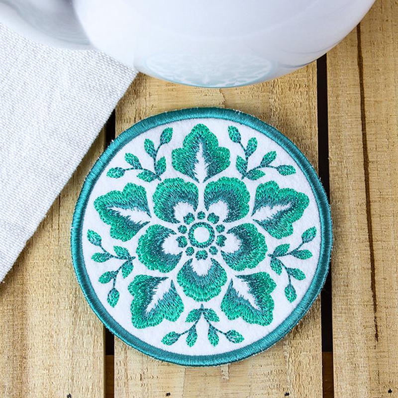 Folk Botanicals Coaster 2 (In-the-Hoop)