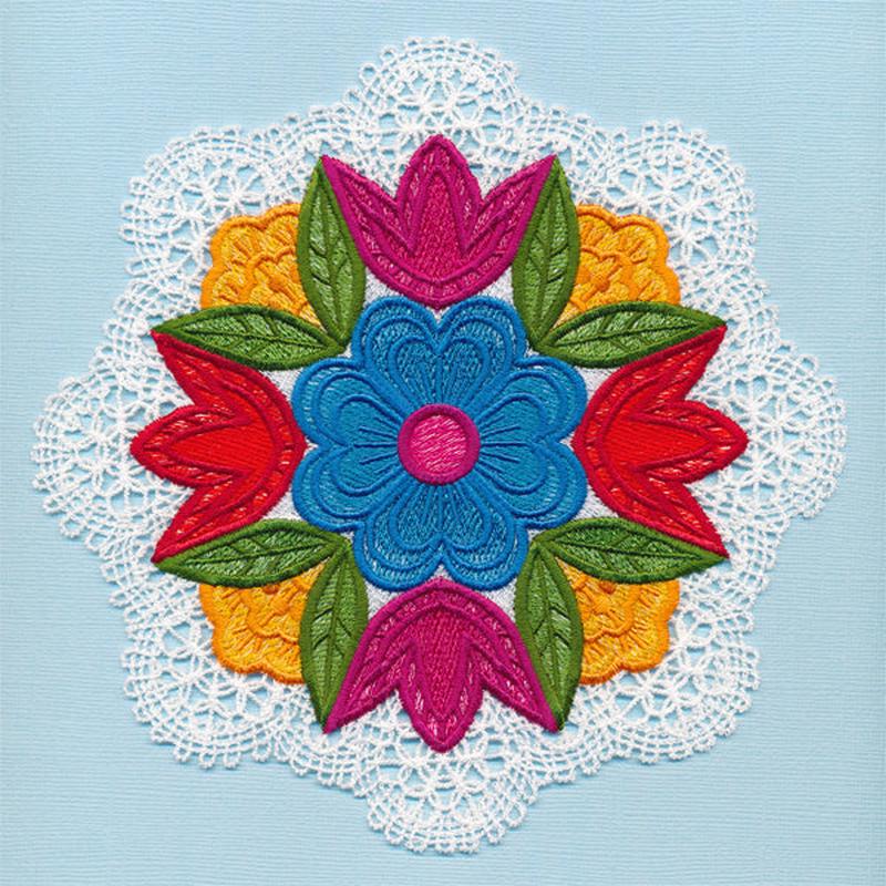 Folk Flowers Lace Doily (Freestanding)