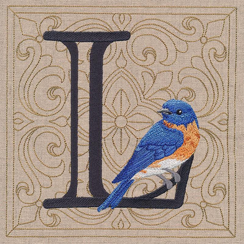 For the Love of Birds Square - Letter L & Bluebird