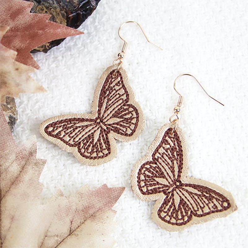 Fluttering Butterfly Leather Earrings (In-the-Hoop)
