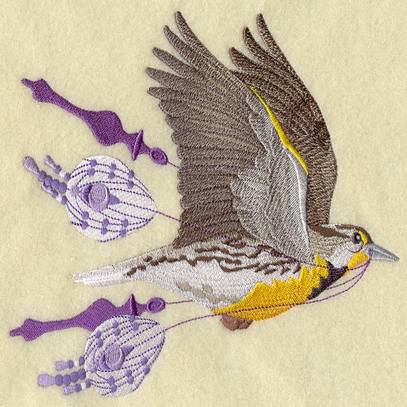 Flying Meadowlark with Christmas Ornaments