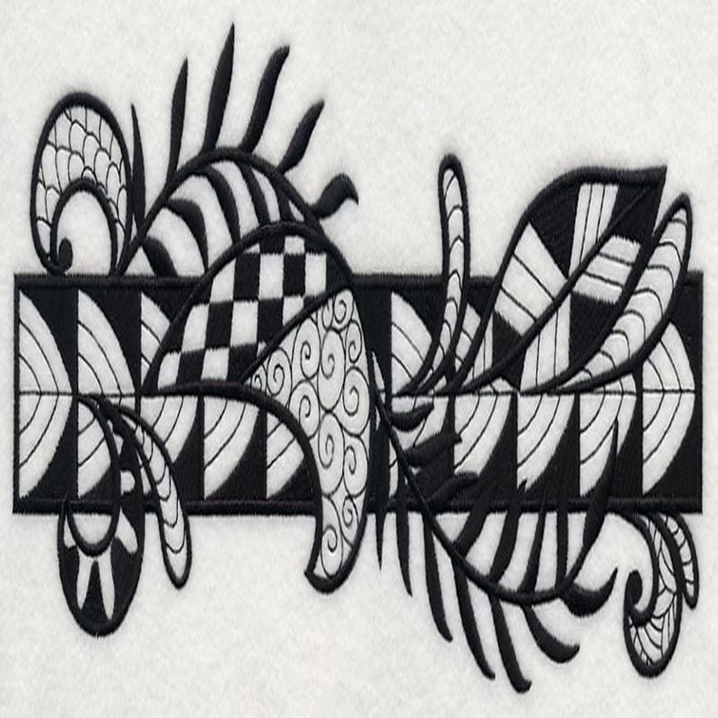 Flowers and Leaves Border (Blackwork)