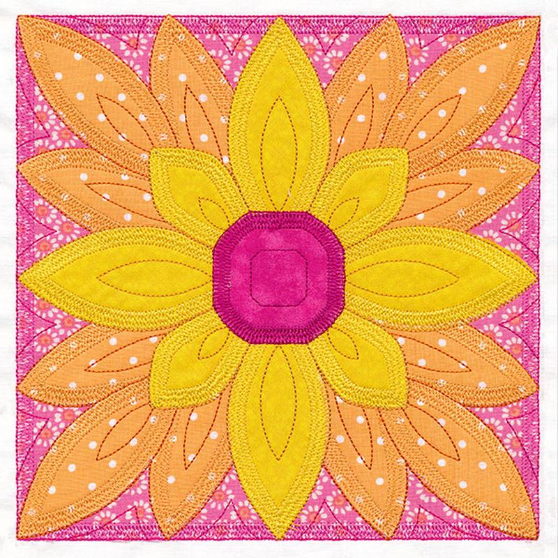Flowers in Bloom Quilt Block 1 (In-the-Hoop)