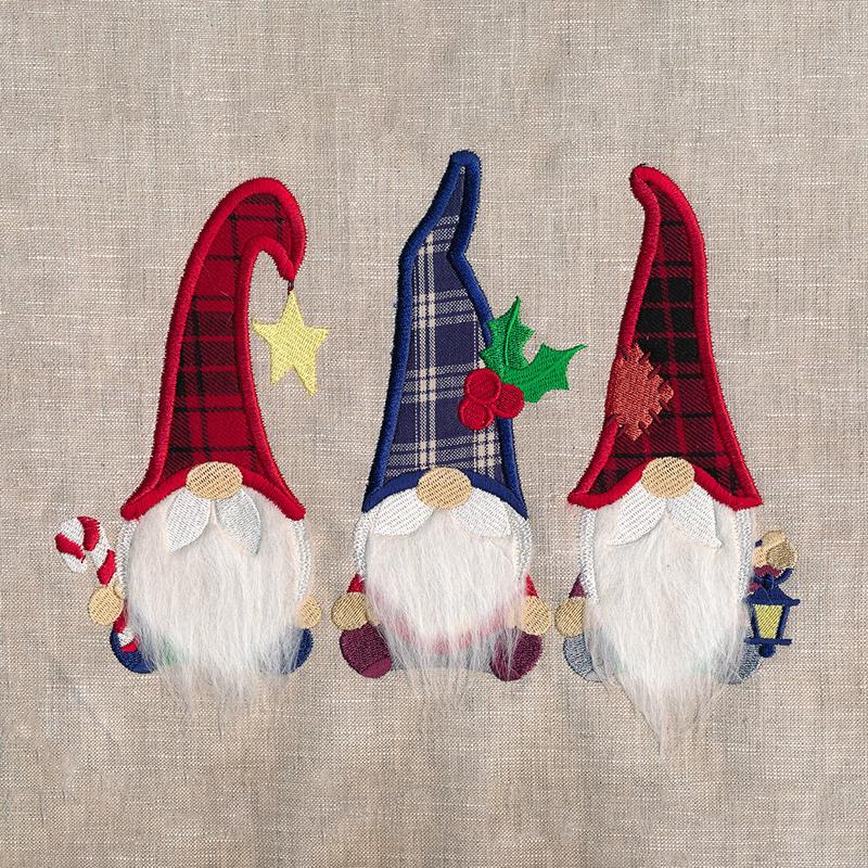 Fluffy Christmas Gnome Trio (Applique)