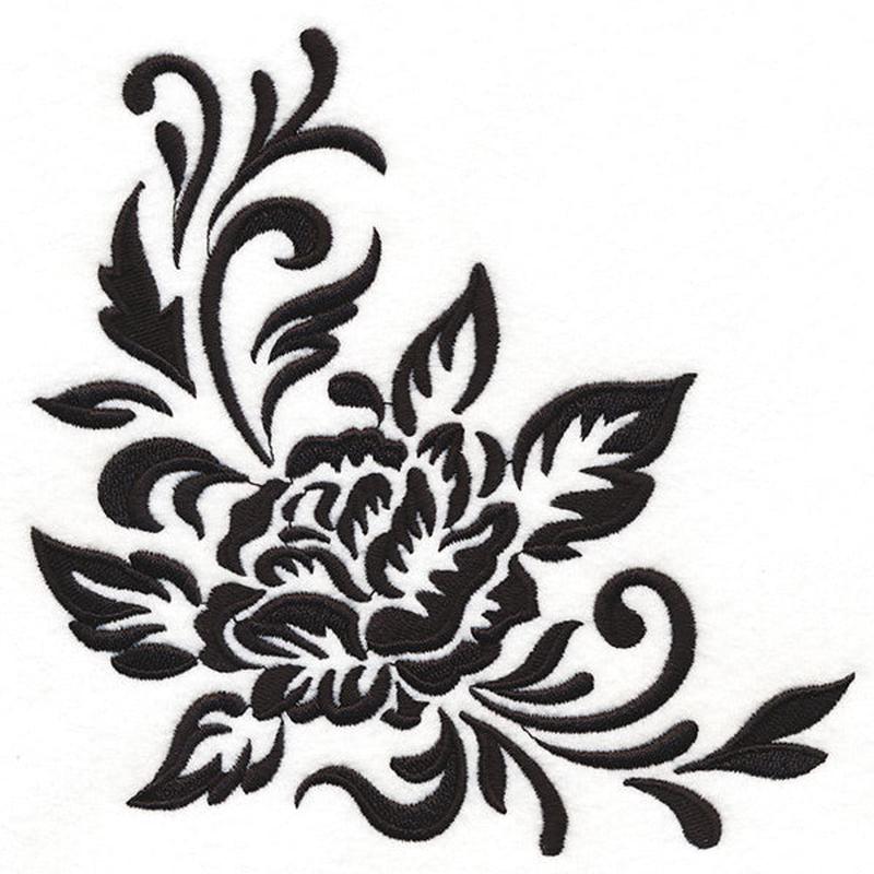 Flourishing Blooms Corner (Blackwork)