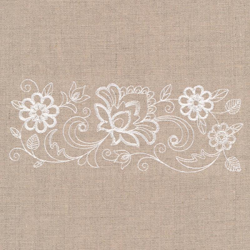 Flourishing Floral Border (Whitework)