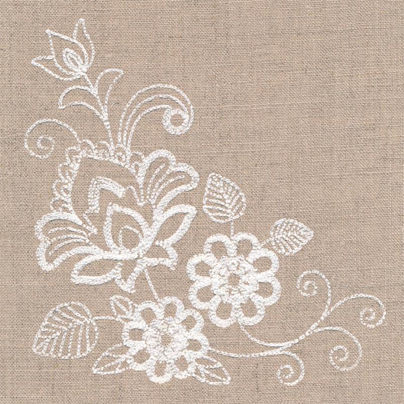 Flourishing Floral Corner (Whitework)