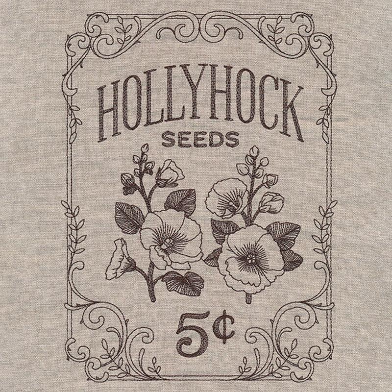 Flower Garden Seed Packet - Hollyhocks
