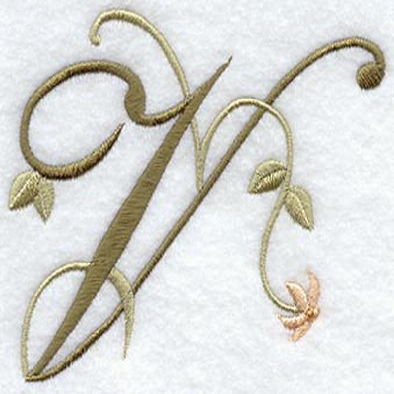 Floral Heirloom Letter V - 4 Inch