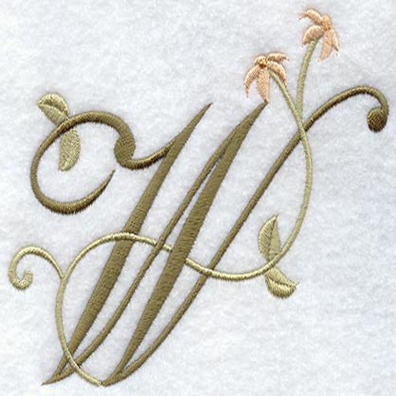 Floral Heirloom Letter W - 4 Inch