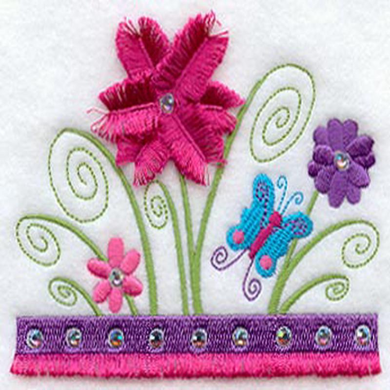 Floral Pocket Topper (Fringe, Crystals)