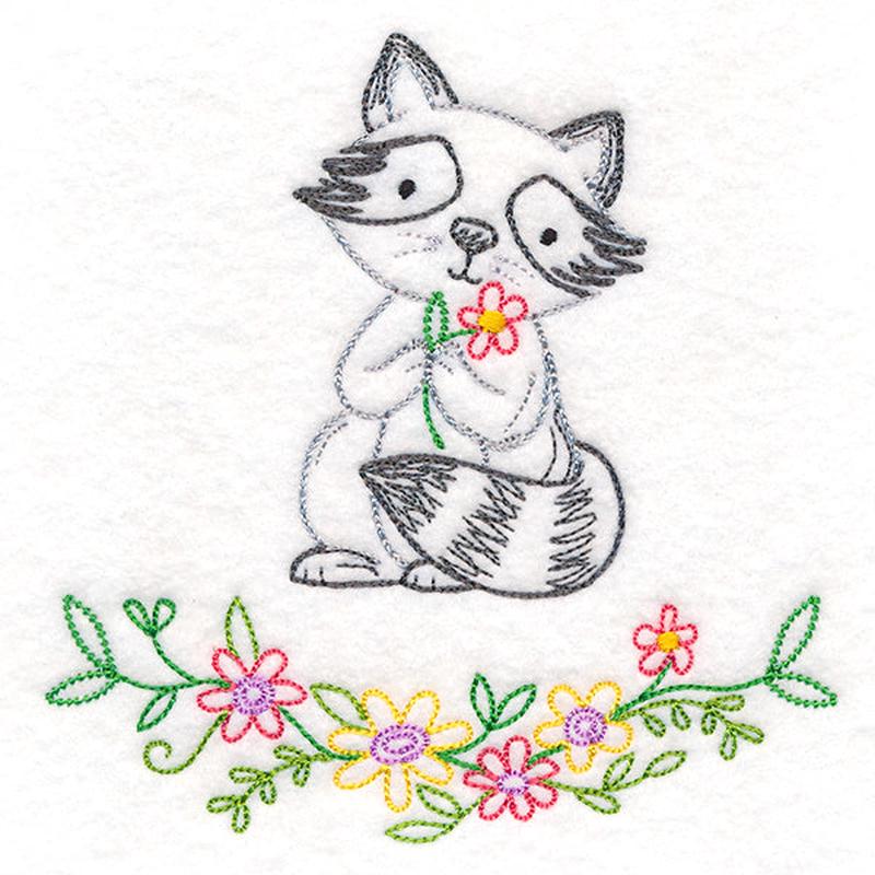 Floral Woodland Friends - Raccoon (Vintage)