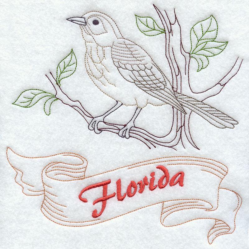 Florida - Mockingbird (Redwork)