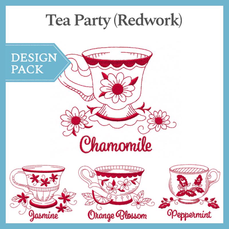A Tea Time (Redwork) Design Pack