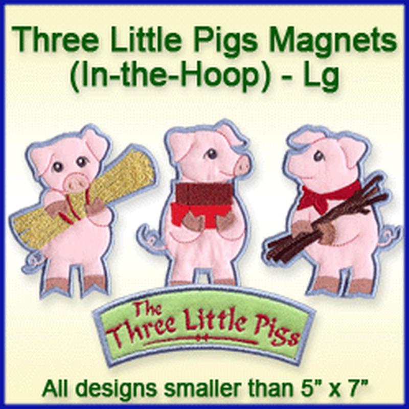 A Three Little Pigs Magnets (In-the-Hoop) Design Pack
