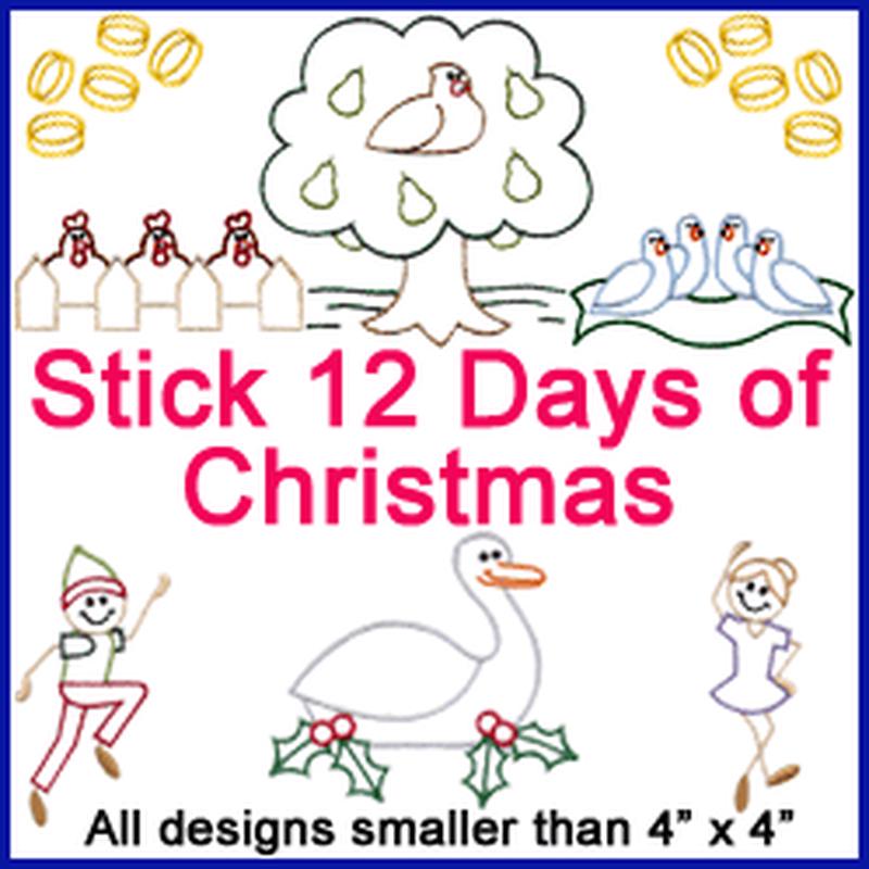 A Stick Figure 12 Days of Christmas Design Pack