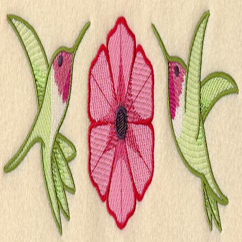 Flirty Hummingbird and Trumpet Flower Trio
