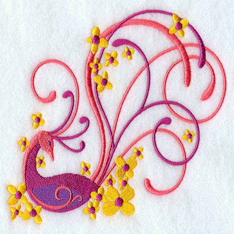 Flaming Bird and Flower Filigree