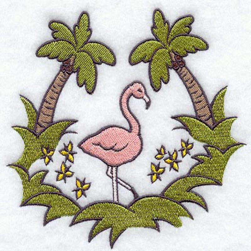 Flamingo in Palm Trees
