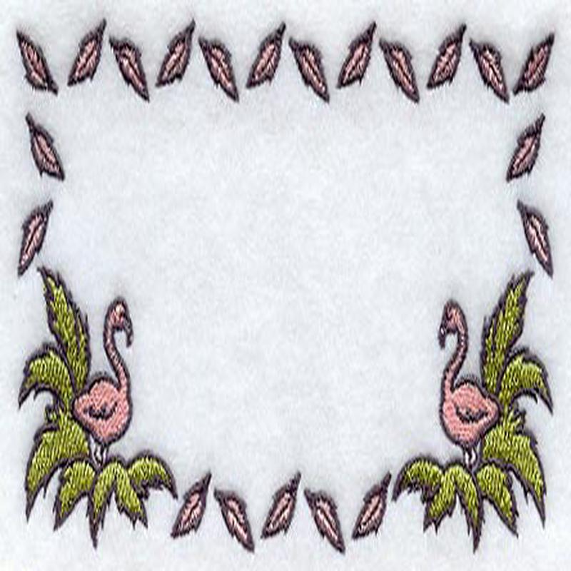 Flamingos and Feather Border