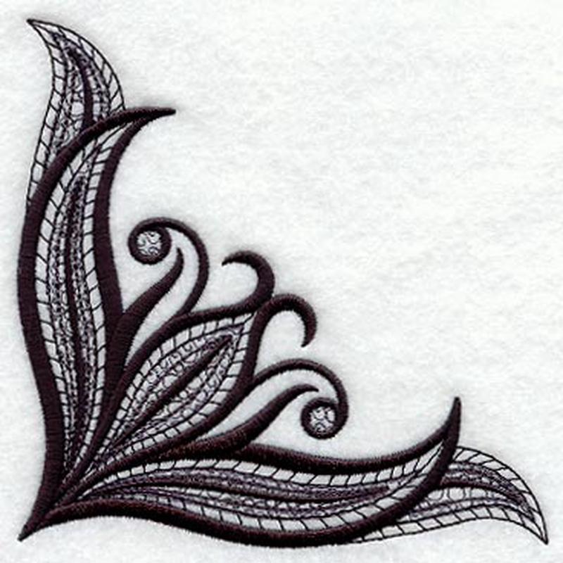 Fleur de Flames Corner (Blackwork)