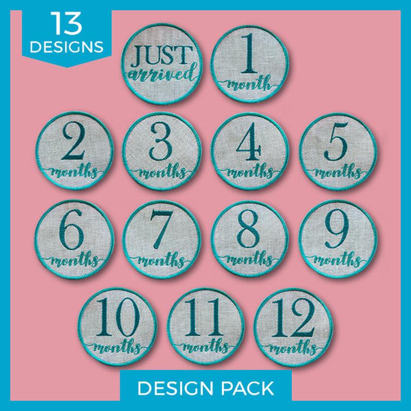 First Year Milestone Markers (In-the-Hoop) Design Pack