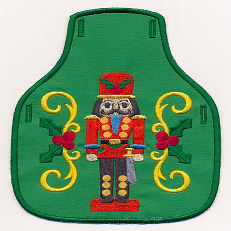 Festive Nutcracker Bottle Apron (In-the-Hoop)
