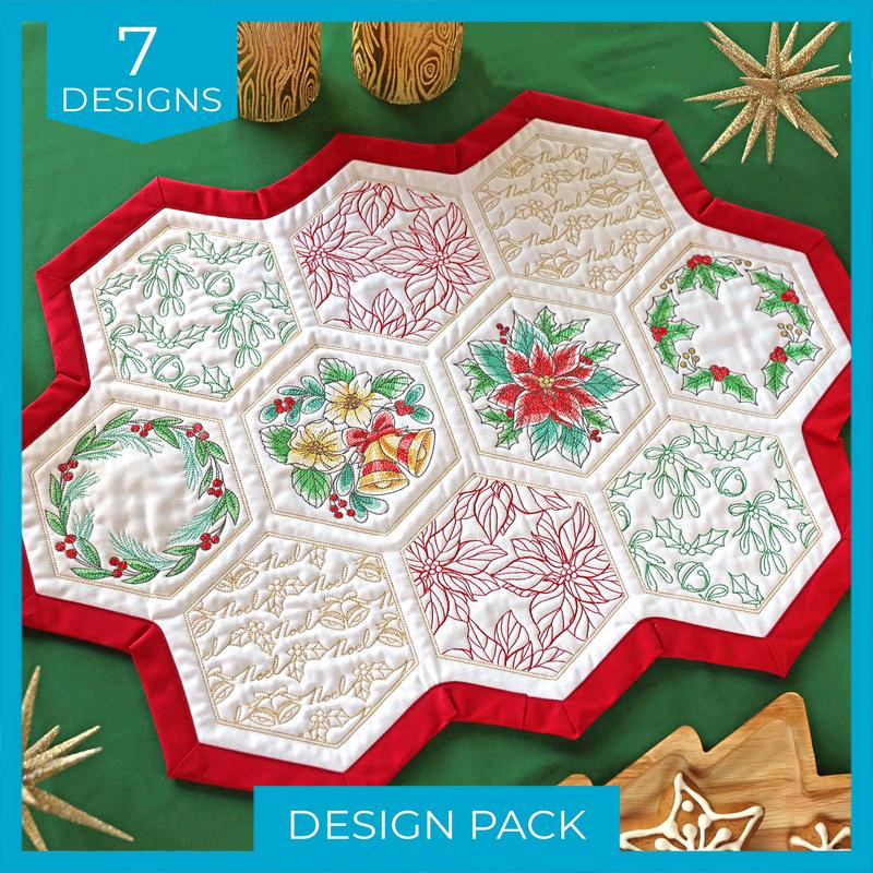 Festive Stitches Quilt Hexagon Design Pack