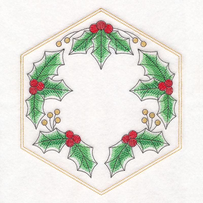 Festive Stitches Quilt Hexagon - Holly