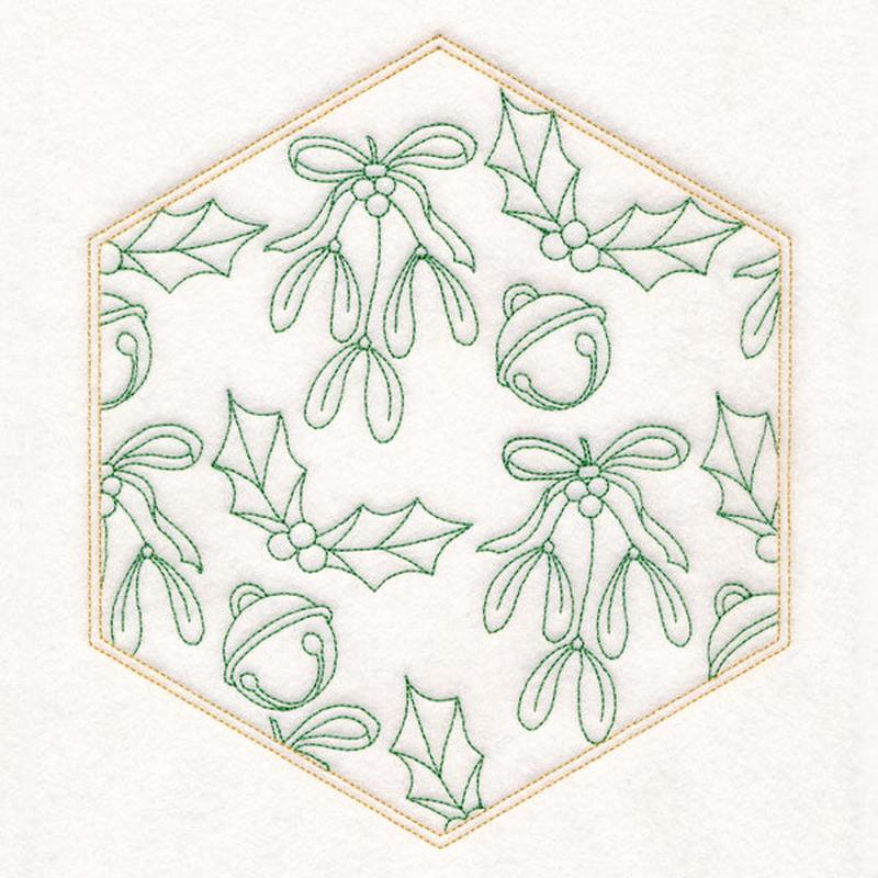 Festive Stitches Quilt Hexagon - Mistletoe