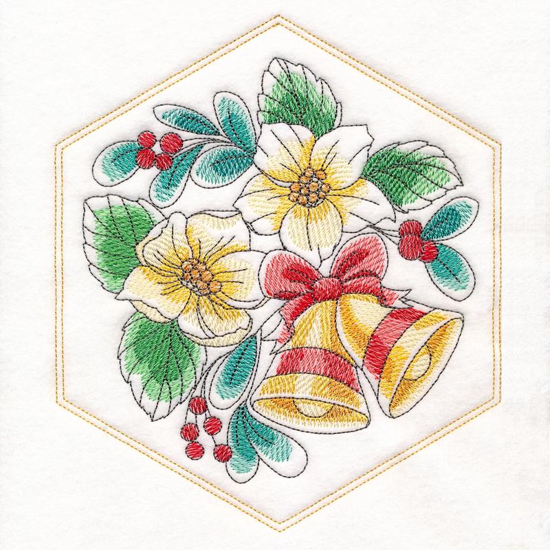 Festive Stitches Quilt Hexagon - Rose