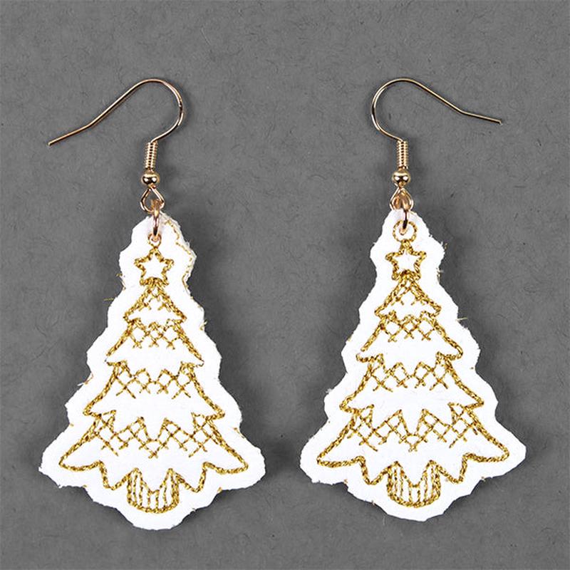 Festive Tree Leather Earrings (In-the-Hoop)