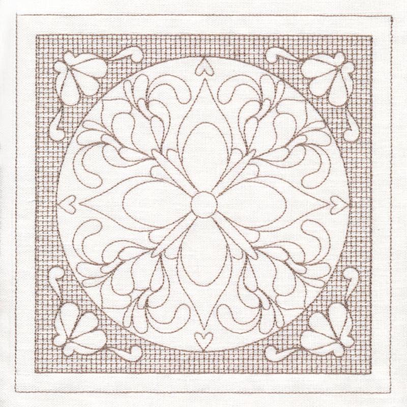 Fig Blossom Square (Trapunto)