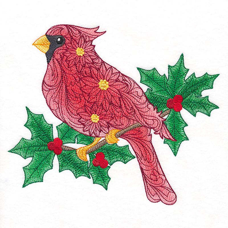 Filigree Cardinal on Holly