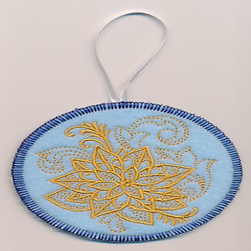 Filigree Christmas Poinsettia Ornament (Goldwork) (In-the-Hoop)