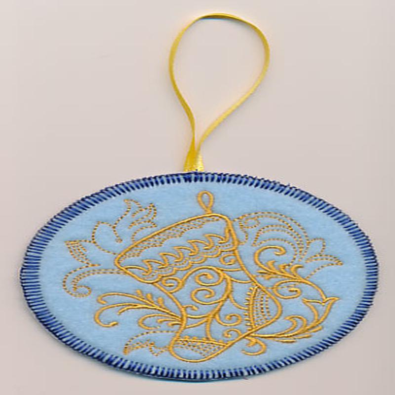 Filigree Christmas Stocking Ornament (Goldwork) (In-the-Hoop)