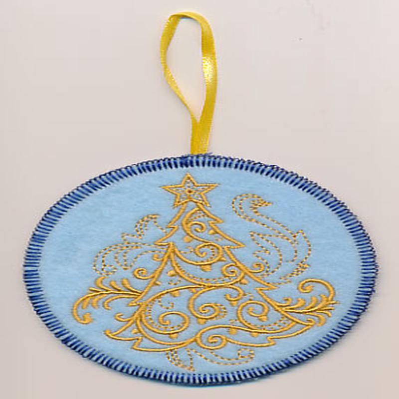 Filigree Christmas Tree Ornament (Goldwork) (In-the-Hoop)