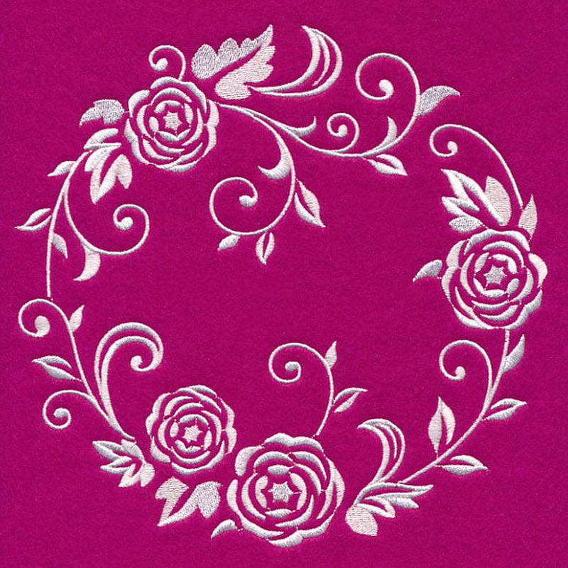 Filigree Rose Wreath (Whitework)