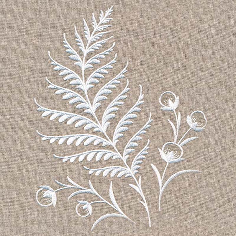 Fern and Berries Accent (Whitework)