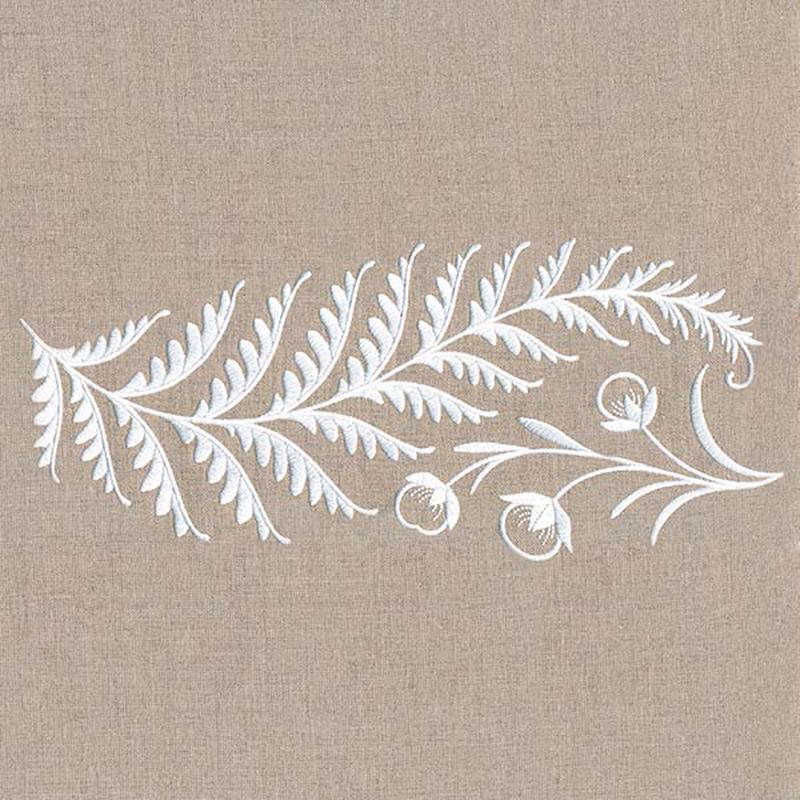 Fern and Berries Border (Whitework)