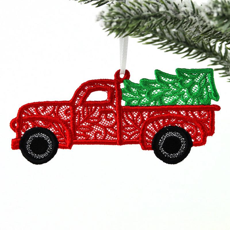 Festive Christmas Retro Truck Ornament (Lace)