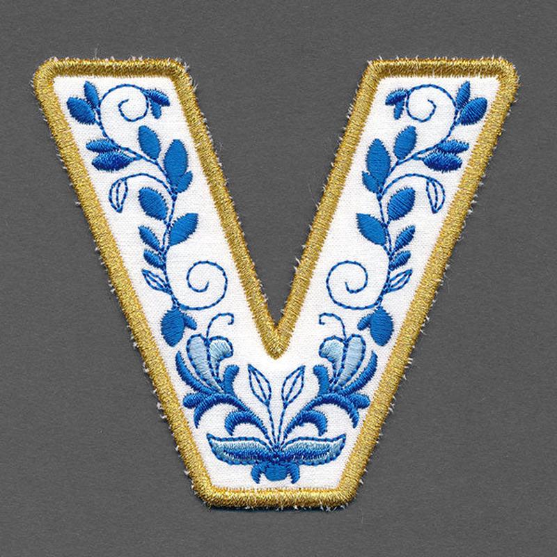 Festive & Elegant Alphabet Ornaments - Letter V (In-the-Hoop)