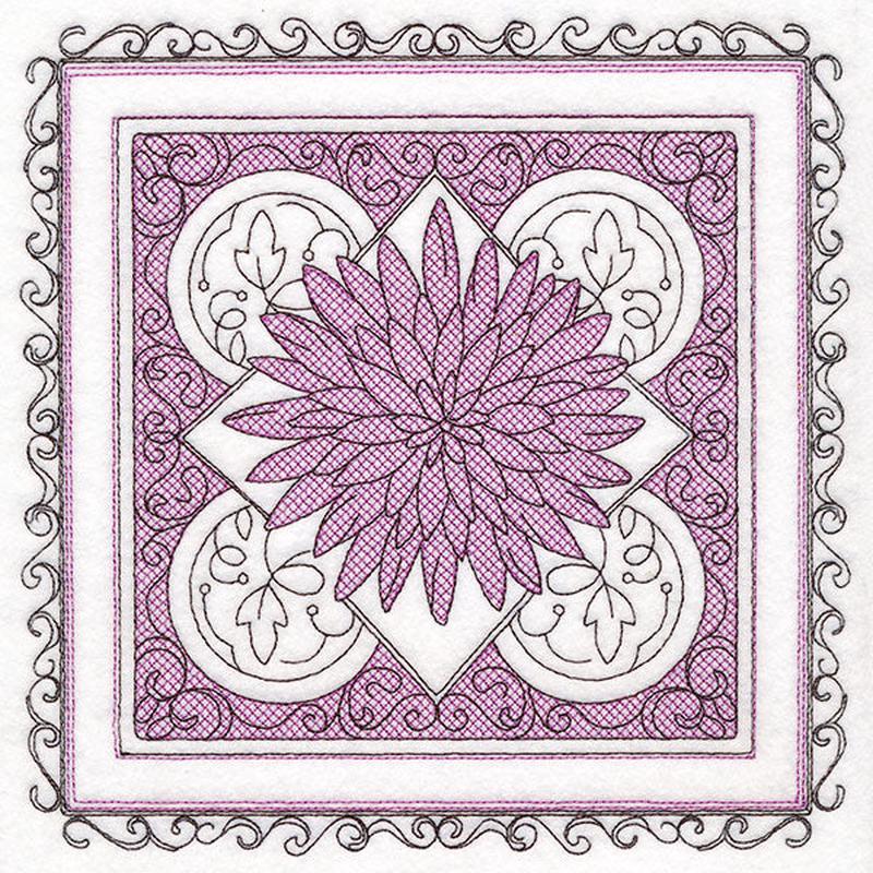 Festive Fall Chrysanthemum Kaleidoscope (Trapunto)