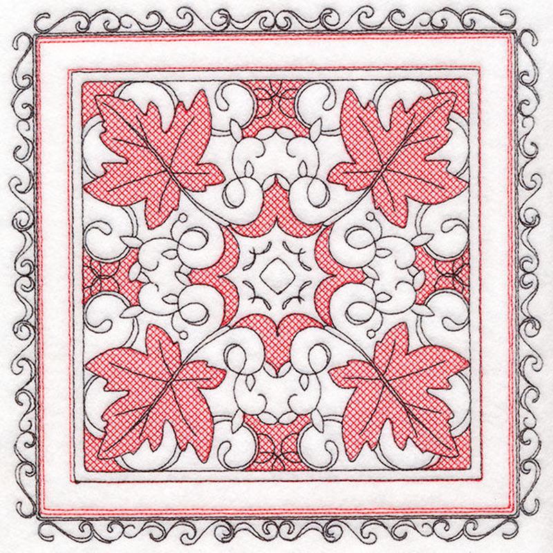 Festive Fall Maple Leaves Kaleidoscope (Trapunto)