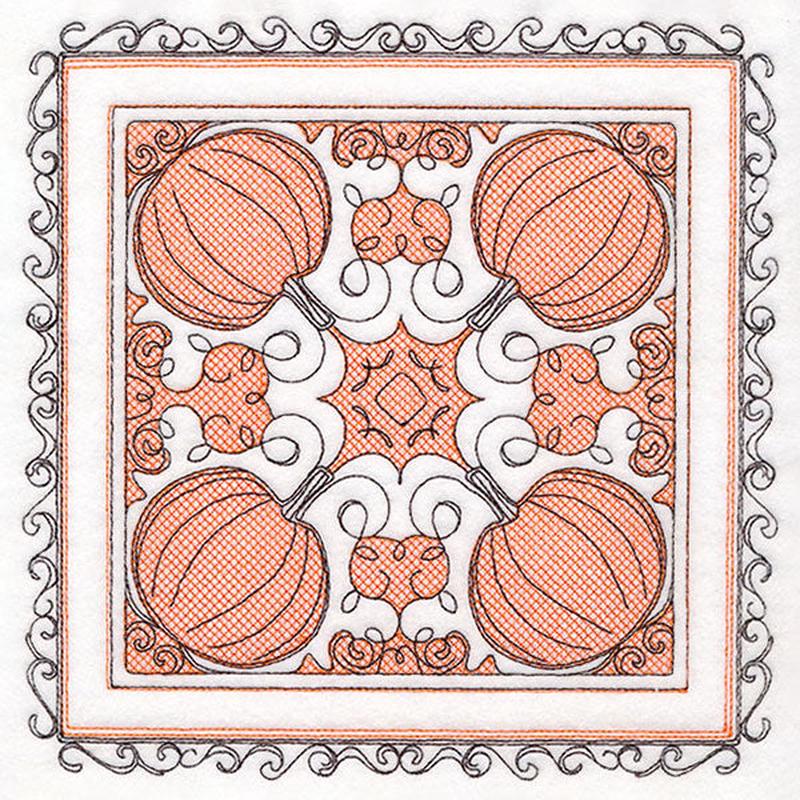 Festive Fall Pumpkins Kaleidoscope (Trapunto)